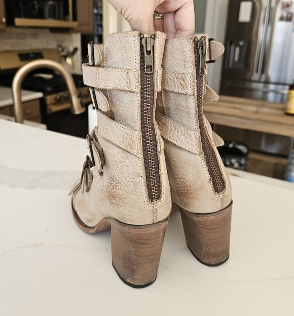 Freebird Bond RARE Gladiator Strappy Heeled Boots Rustic Tan Cream - Picture 11 of 12